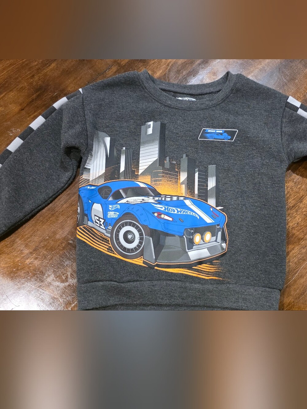 Official Mattel Hot Wheels Blue Race Car Graphic Sweatshirt